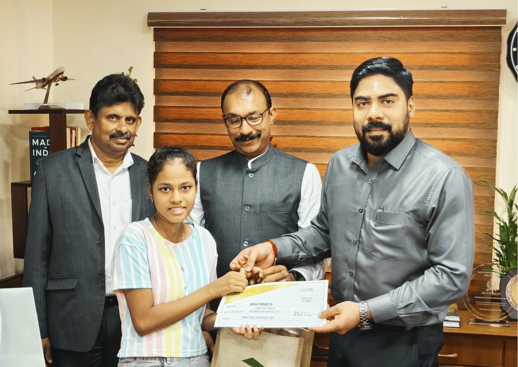Amala Fellowship nedumbassery airport city distributed Student education scholarships, sponsored by CIAL, Distributed by Managing director Mr.m suhas