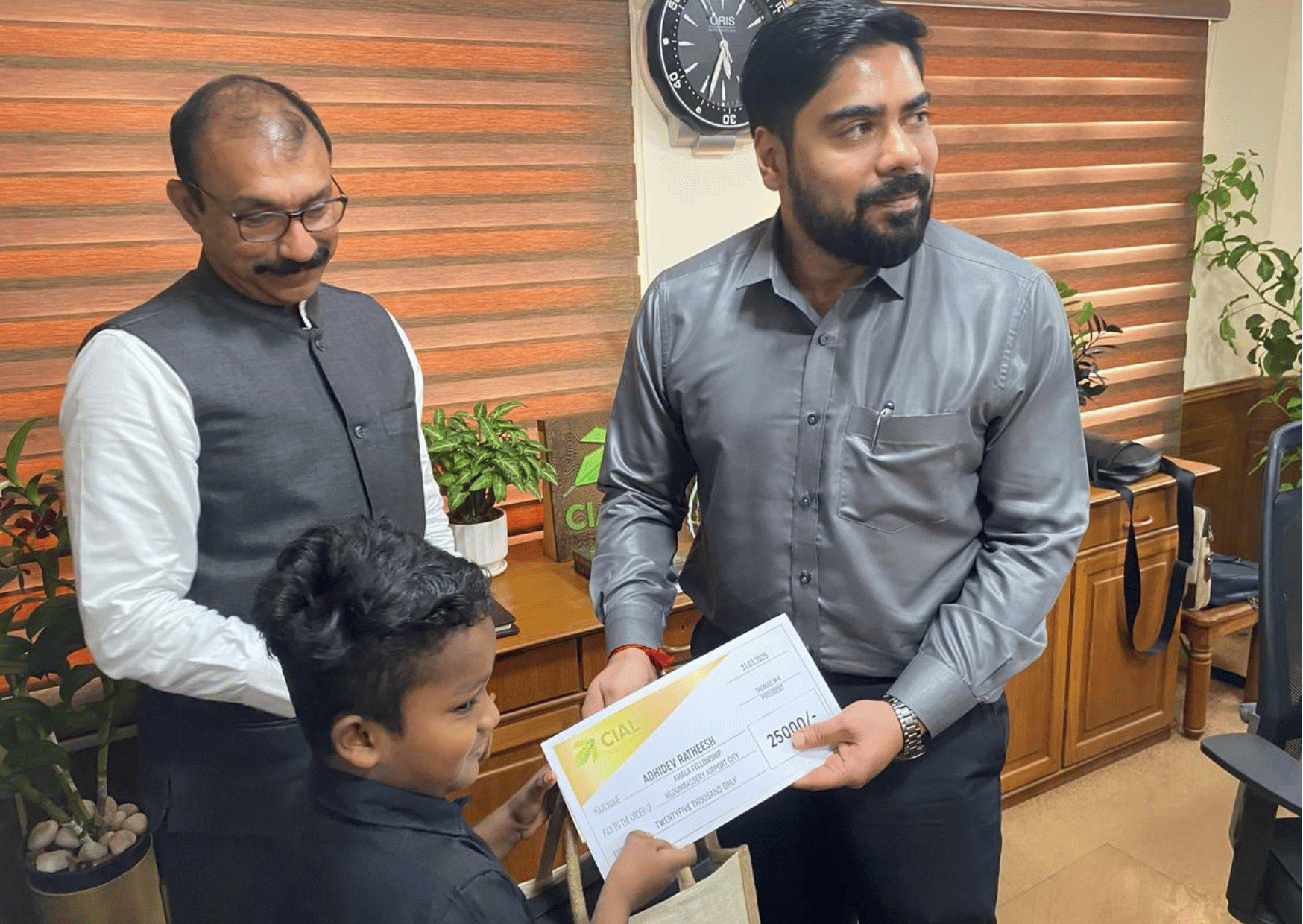 Amala Fellowship nedumbassery airport city distributed Student education scholarships, sponsored by CIAL, Distributed by Managing director Mr.m suhas